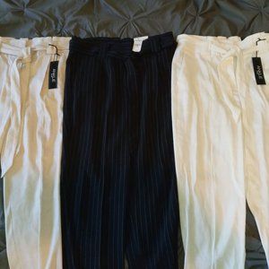 Express Tie-Waist Paper Bag Dress Pants in 8 LONG